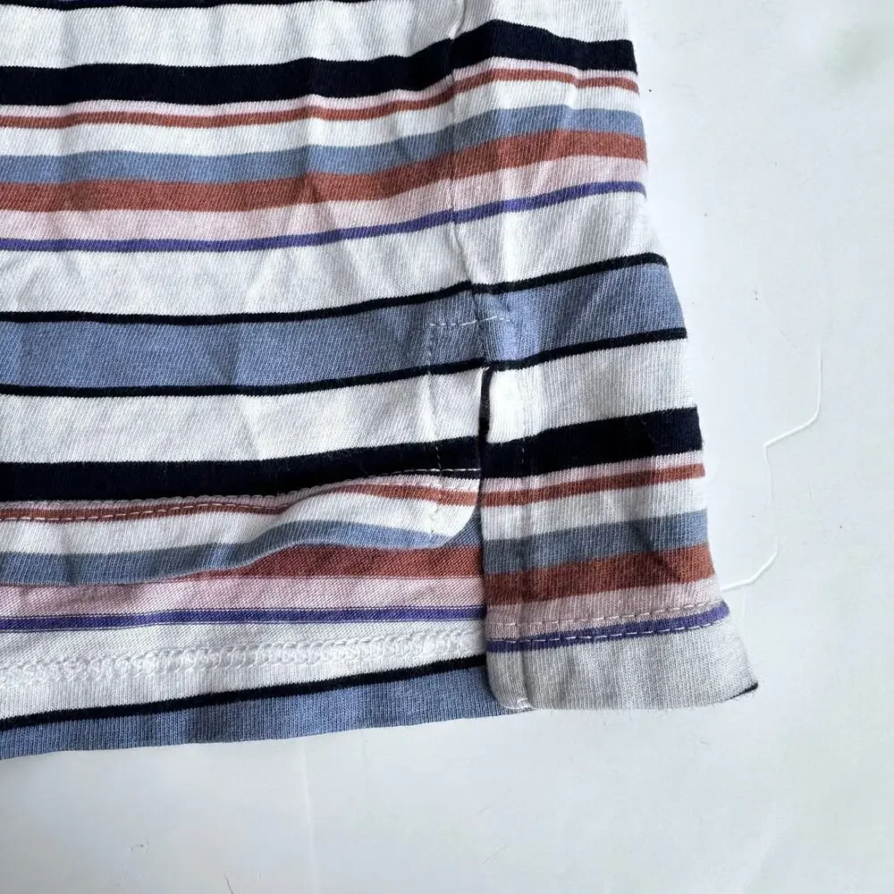 DIP Striped Roll Cuff Short Sleeve T-Shirt - Girls M